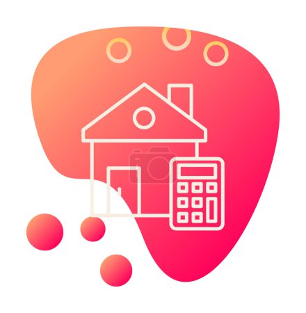 Icono de la calculadora del costo de la casa, ilustración colorida del vector