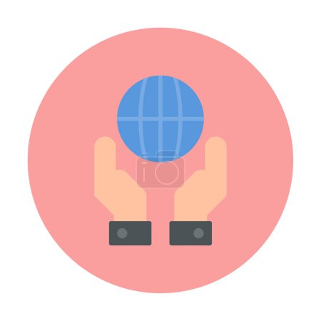 Téléchargez les illustrations : Two hands holding globe vector icon isolated on white background - en licence libre de droit