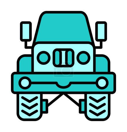 Ilustración de Vista frontal del icono del jeep, ilustración vectorial - Imagen libre de derechos