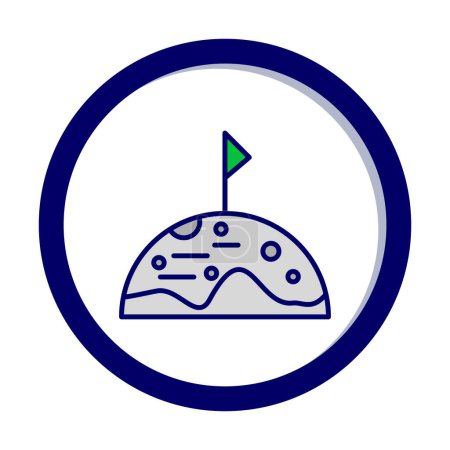 Ilustración de Luna con bandera icono plano sobre fondo blanco - Imagen libre de derechos