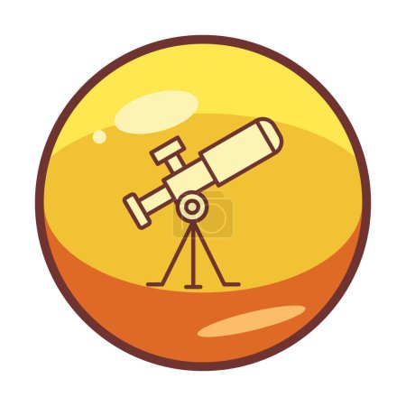 Téléchargez les illustrations : Icône plate du télescope. Élément d'éducation et d'astronomie, verre espion et études graphiques vectoriels étoiles - en licence libre de droit