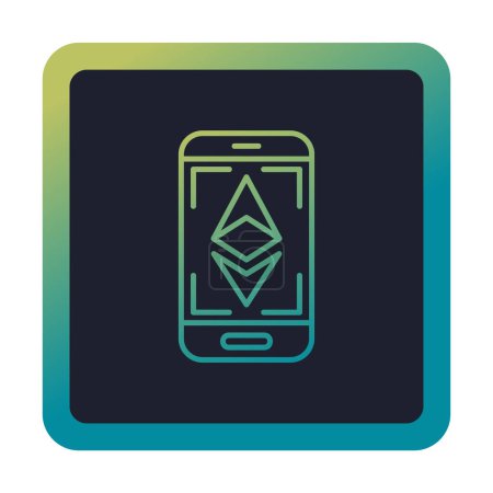 Illustration for Ethereum in phone screen icon illustration, vector symbol - Royalty Free Image