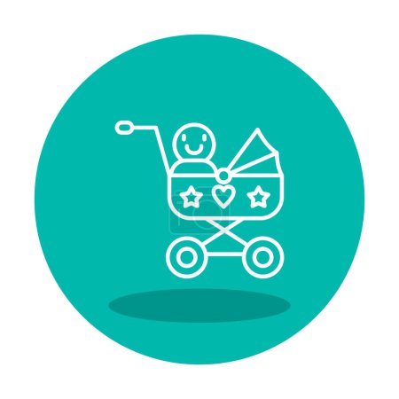 Ilustración de Icono de carro de bebé. Esquema bebé carro vector icono para el diseño web - Imagen libre de derechos