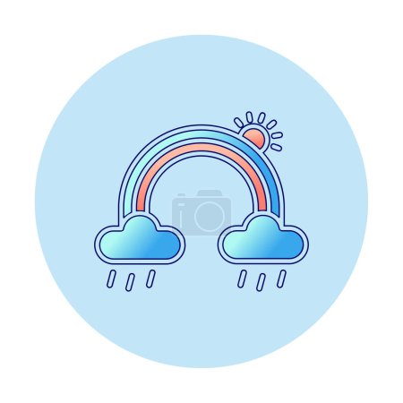 Illustration for Rainbow with clouds and sun vector illustration - Royalty Free Image