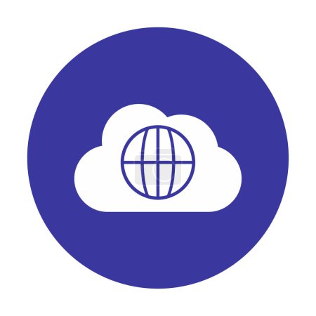 Illustration for World Cloud web service. Cloud Computing Icon. Simple glyph style. - Royalty Free Image