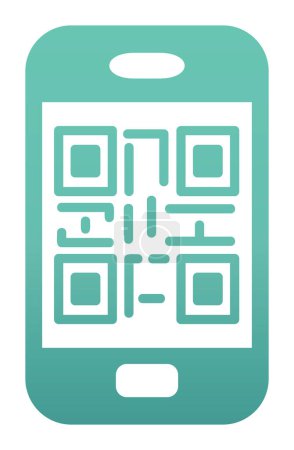 Téléchargez les illustrations : Qr code sur l'icône de l'écran du smartphone isolé sur fond blanc - en licence libre de droit
