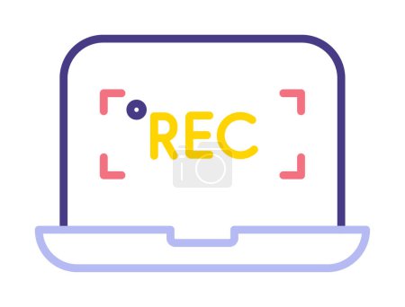 Illustration for Screen Recording on laptop icon, vector illustration - Royalty Free Image