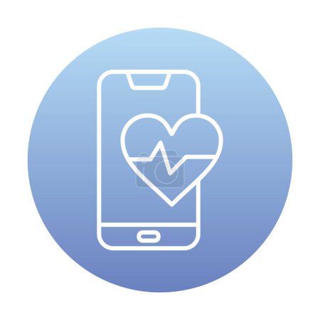 Illustration for Heart Rate symbol on smartphone screen, line style icon, vector design - Royalty Free Image