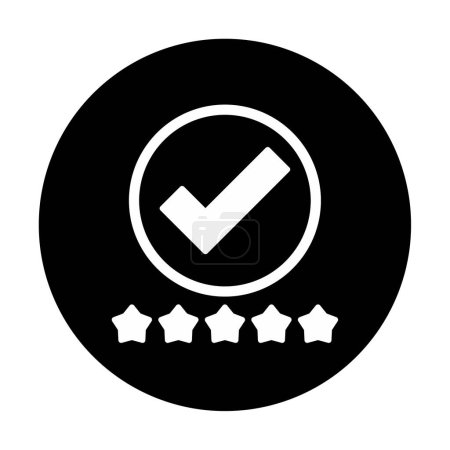 Ilustración de Marca de verificación y cinco estrellas icono, ilustración vectorial - Imagen libre de derechos