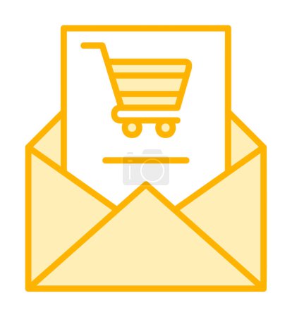 Illustration for Shopping Email icon with envelope and shopping cart, vector illustration - Royalty Free Image