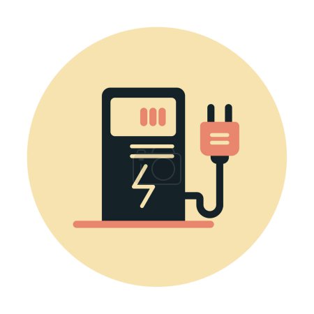 Téléchargez les illustrations : Illustration vectorielle d'icône de station de charge électrique - en licence libre de droit