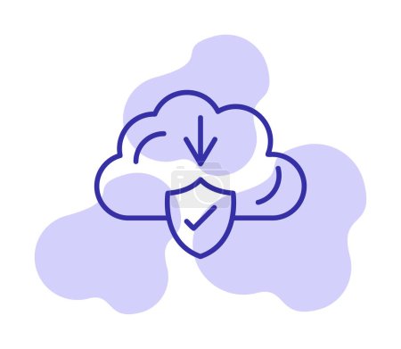 Téléchargez les illustrations : Simple Cloud Télécharger icône, illustration vectorielle - en licence libre de droit