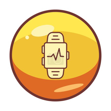 Illustration for Smartwatch showing heart beat rate icon. Fitness App concept. Vector - Royalty Free Image