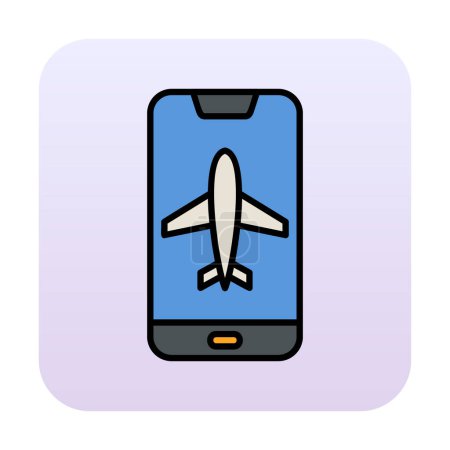 Téléchargez les illustrations : Mode avion sur écran smartphone, illustration vectorielle - en licence libre de droit