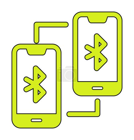 Téléchargez les illustrations : Téléphones connectés à l'illustration vectorielle de concept Bluetooth - en licence libre de droit