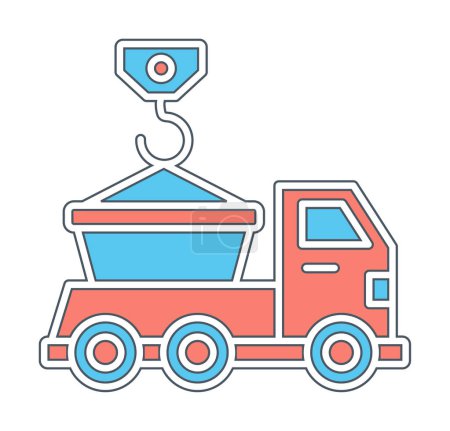 Téléchargez les illustrations : Icône Skip Truck, Illustration vectorielle colorée - en licence libre de droit