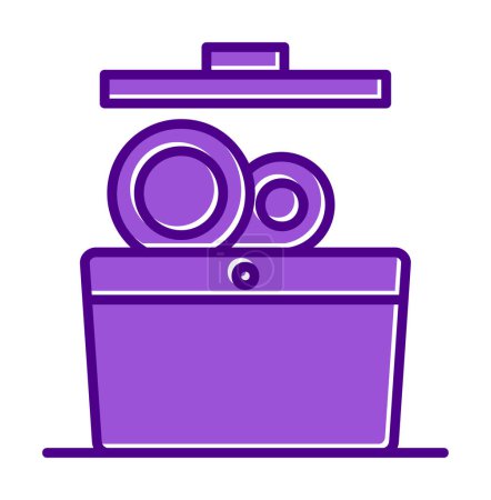 Illustration for Dishwasher flat icon. vector illustration - Royalty Free Image