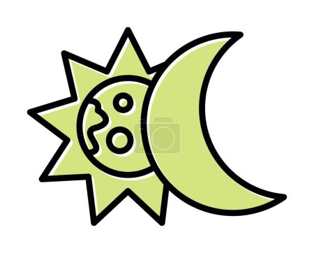 Illustration for Solid icon of moon and sun. Eclipse, vector illustration design - Royalty Free Image