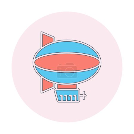 Illustration for Blimp, vintage zeppelin icon in flat style isolated on white background - Royalty Free Image