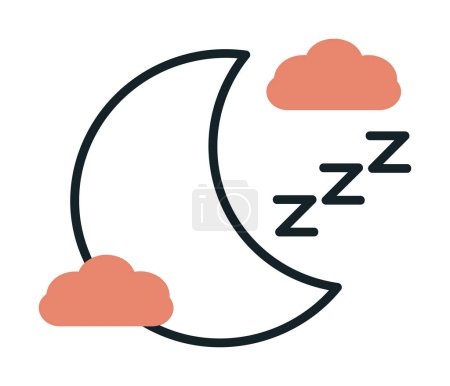 Téléchargez les illustrations : Lune et nuages, illustration vectorielle icône de nuit - en licence libre de droit