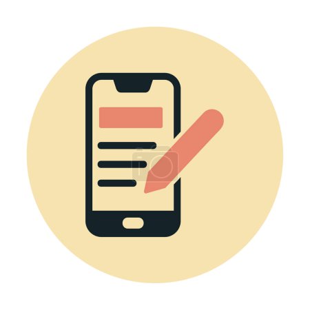 Ilustración de Smartphone con icono de bloc de notas sobre fondo blanco - Imagen libre de derechos