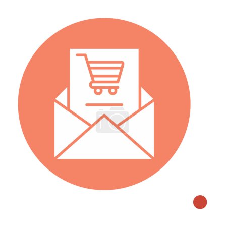 Ilustración de Icono de correo electrónico de compras con sobre y carrito de compras, ilustración vectorial - Imagen libre de derechos