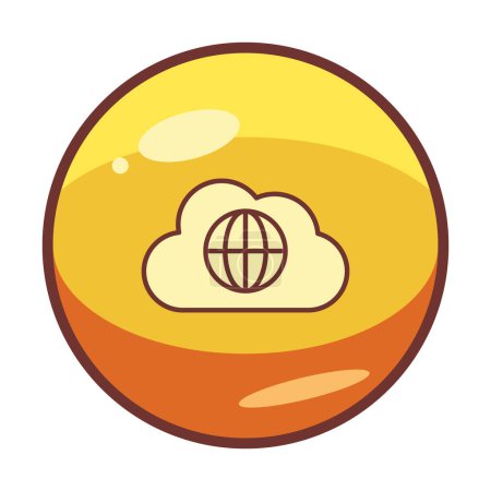 Ilustración de Servicio web de World Cloud. Cloud Computing Icon. Estilo de glifo simple. - Imagen libre de derechos
