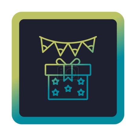 Ilustración de Banderas de guirnalda festiva e icono de caja de regalo, ilustración vectorial - Imagen libre de derechos