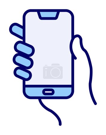 Illustration for Hand holding mobile phone icon, vector illustration - Royalty Free Image