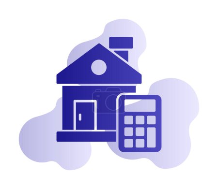 Téléchargez les illustrations : Icône de calculatrice de coût de maison, illustration vectorielle colorée - en licence libre de droit