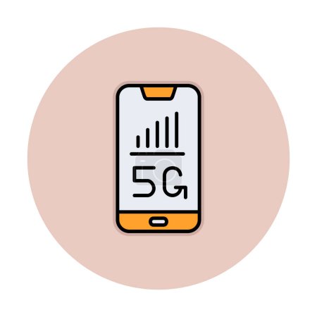 Téléchargez les illustrations : Signe 5G sur smartphone, illustration vectorielle icône simple - en licence libre de droit