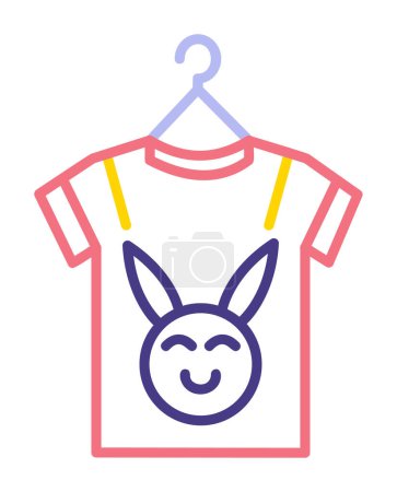 Illustration for Icon of baby clothes, vector illustration. T-shirt with cute bunny illustration - Royalty Free Image