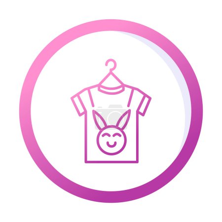 Téléchargez les illustrations : Icône de vêtements de bébé, illustration vectorielle. T-shirt avec illustration de lapin mignon - en licence libre de droit