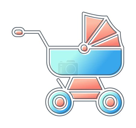 Téléchargez les illustrations : Icône de poussette bébé, illustration vectorielle - en licence libre de droit