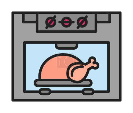 Téléchargez les illustrations : Illustration vectorielle du poulet au four - en licence libre de droit