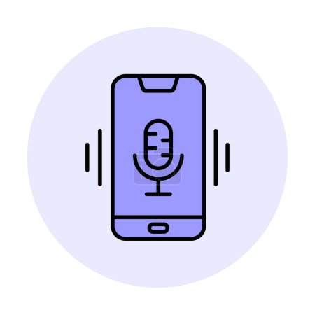 Téléchargez les illustrations : Illustration vectorielle Mobile Voice Assistant sur fond blanc - en licence libre de droit