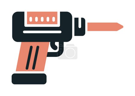 Illustration for Hand drill icon in flat design. Drill machine icon for handyman concept. Household instrument in cartoon design. Electric device for repairman. Vector illustration - Royalty Free Image