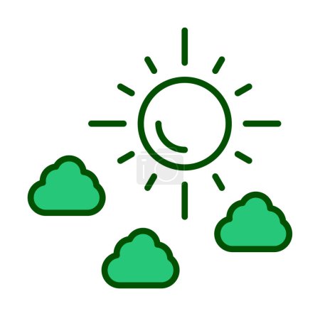 Téléchargez les illustrations : Soleil avec icône nuages illustration vectorielle - en licence libre de droit