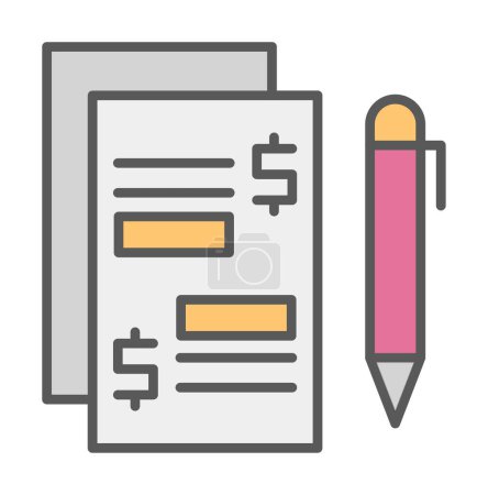 Illustration for Paper with pen icon. Paid Articles concept, vector illustration - Royalty Free Image