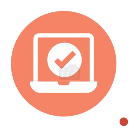 Ilustración de Icono de marca de verificación en el ordenador portátil, ilustración vectorial - Imagen libre de derechos