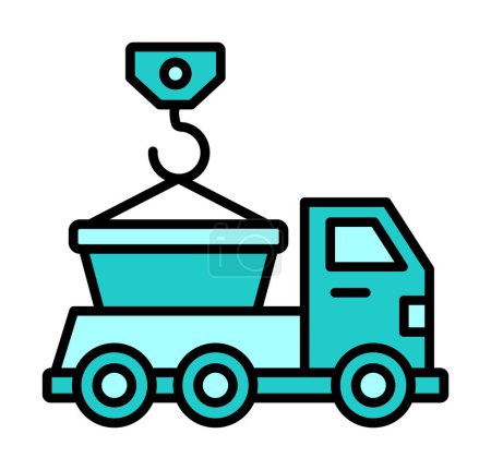 Téléchargez les illustrations : Icône Skip Truck, Illustration vectorielle colorée - en licence libre de droit