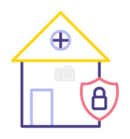 Téléchargez les illustrations : Maison icône de sécurité, illustration vectorielle - en licence libre de droit