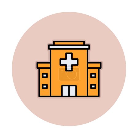 Téléchargez les illustrations : Icône de bâtiment d'hôpital, conception de ligne - en licence libre de droit