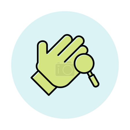 Téléchargez les illustrations : Main avec une icône loupe. Concept d'hygiène. illustration vectorielle - en licence libre de droit