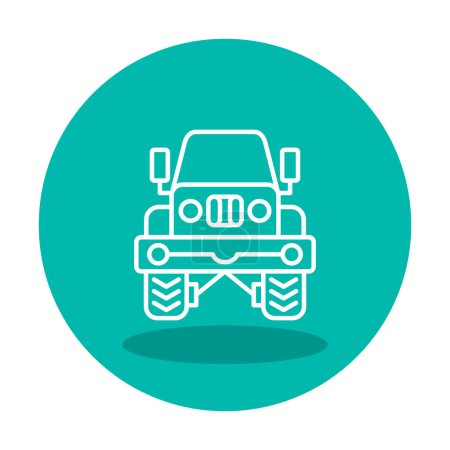 Téléchargez les illustrations : Vue de face de l'icône Jeep, Illustration vectorielle - en licence libre de droit