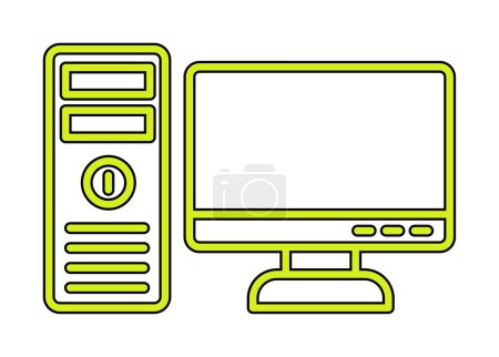 Téléchargez les illustrations : Ordinateur de bureau icône conception, signe plat, vecteur et illustration - en licence libre de droit