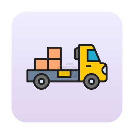 Téléchargez les illustrations : Camion avec boîte icône vecteur pour votre conception web et application mobile, concept de logo de camion de livraison - en licence libre de droit