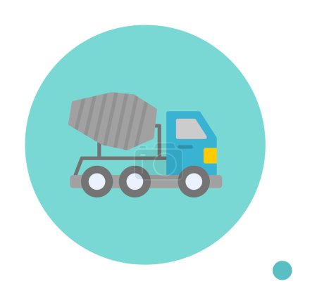 Illustration for Color icon of concrete mixer truck. Side view of Urban public transport - Royalty Free Image