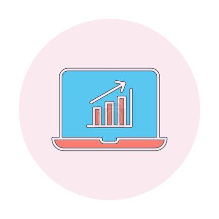 Illustration for Simple grow graph on laptop, vector illustration - Royalty Free Image