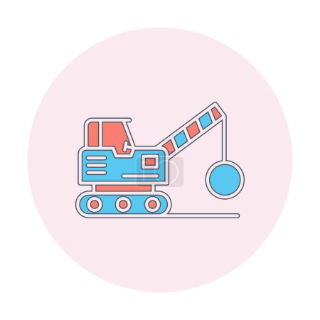 Illustration for Construction vehicle for the demolition of the building. flat vector illustration - Royalty Free Image